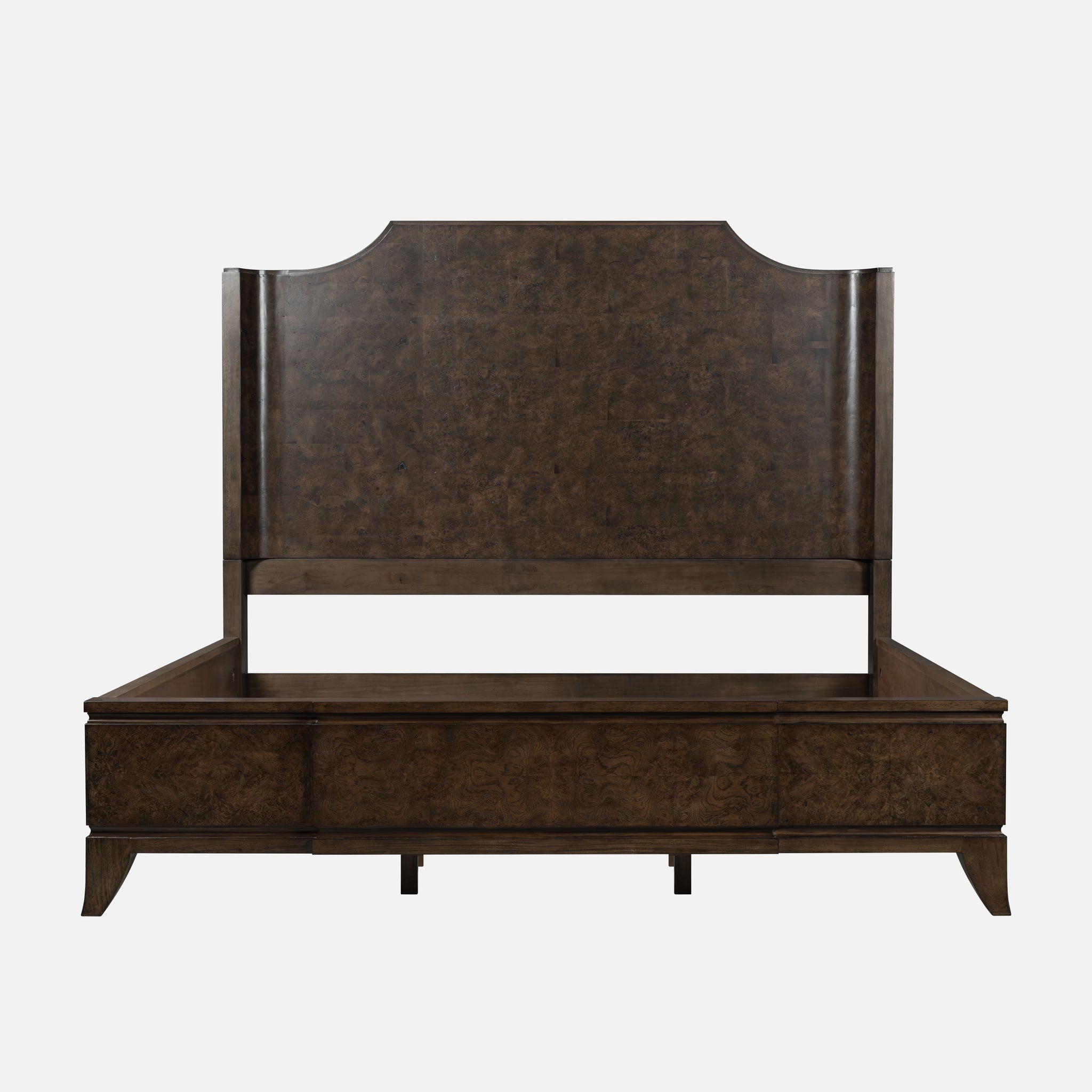 Burl Solid Wood King Bed - Dark