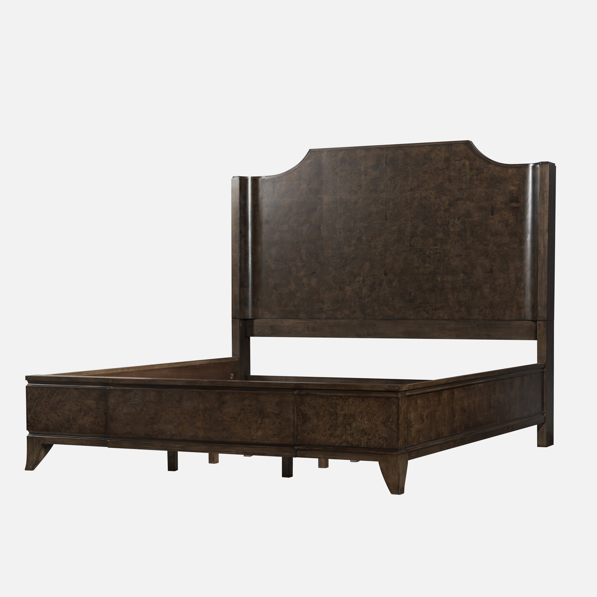 Burl Solid Wood King Bed - Dark
