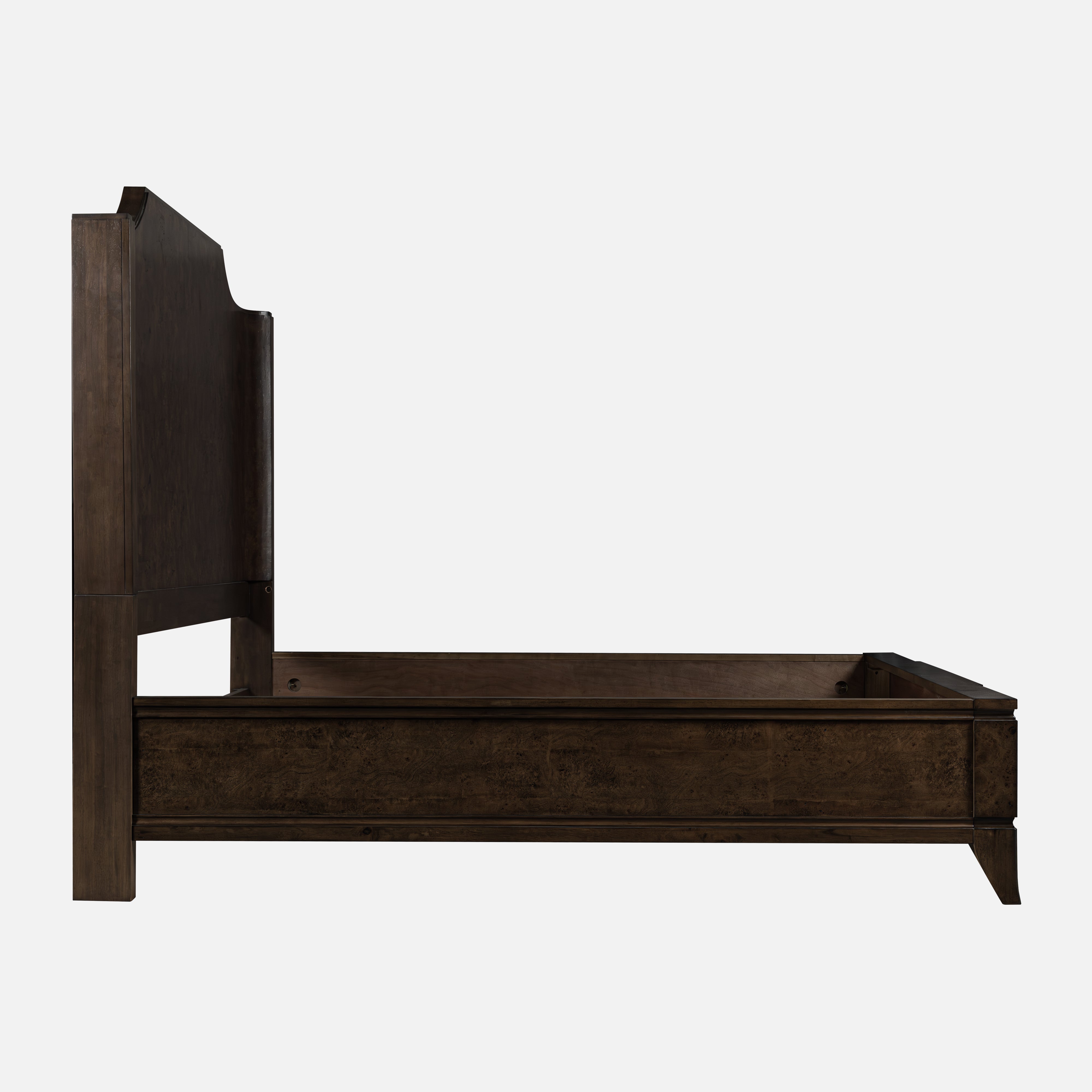 Burl Solid Wood King Bed - Dark