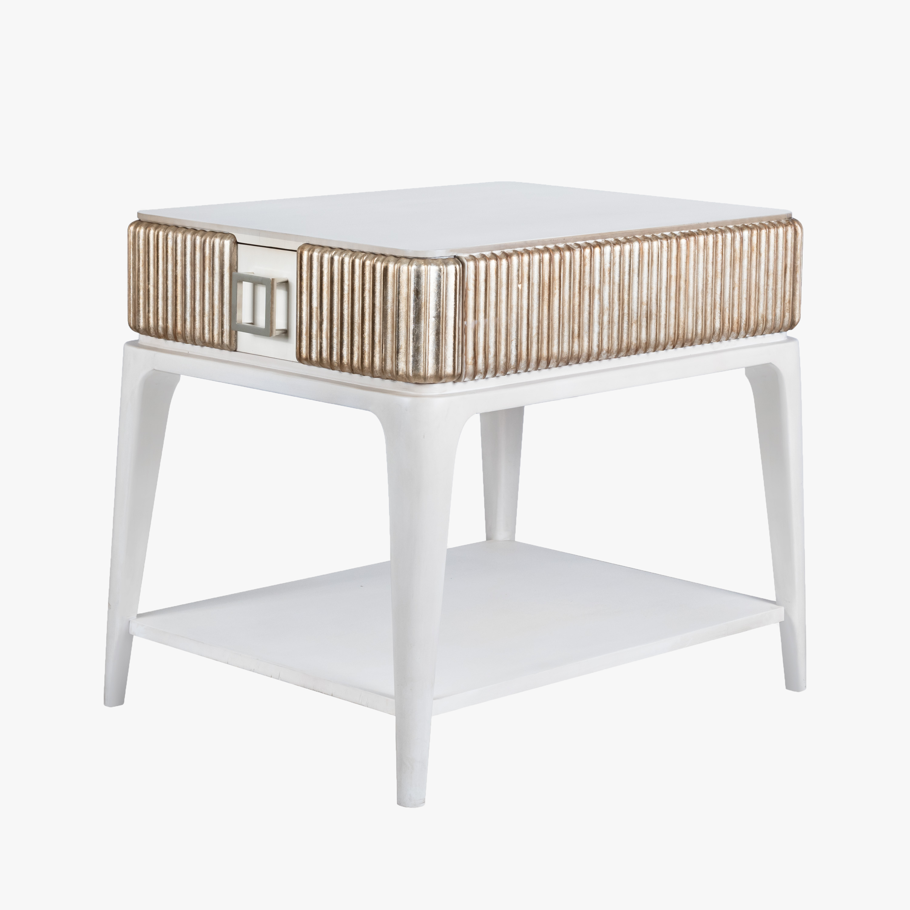 Fluted End Table in Brushed Nickel