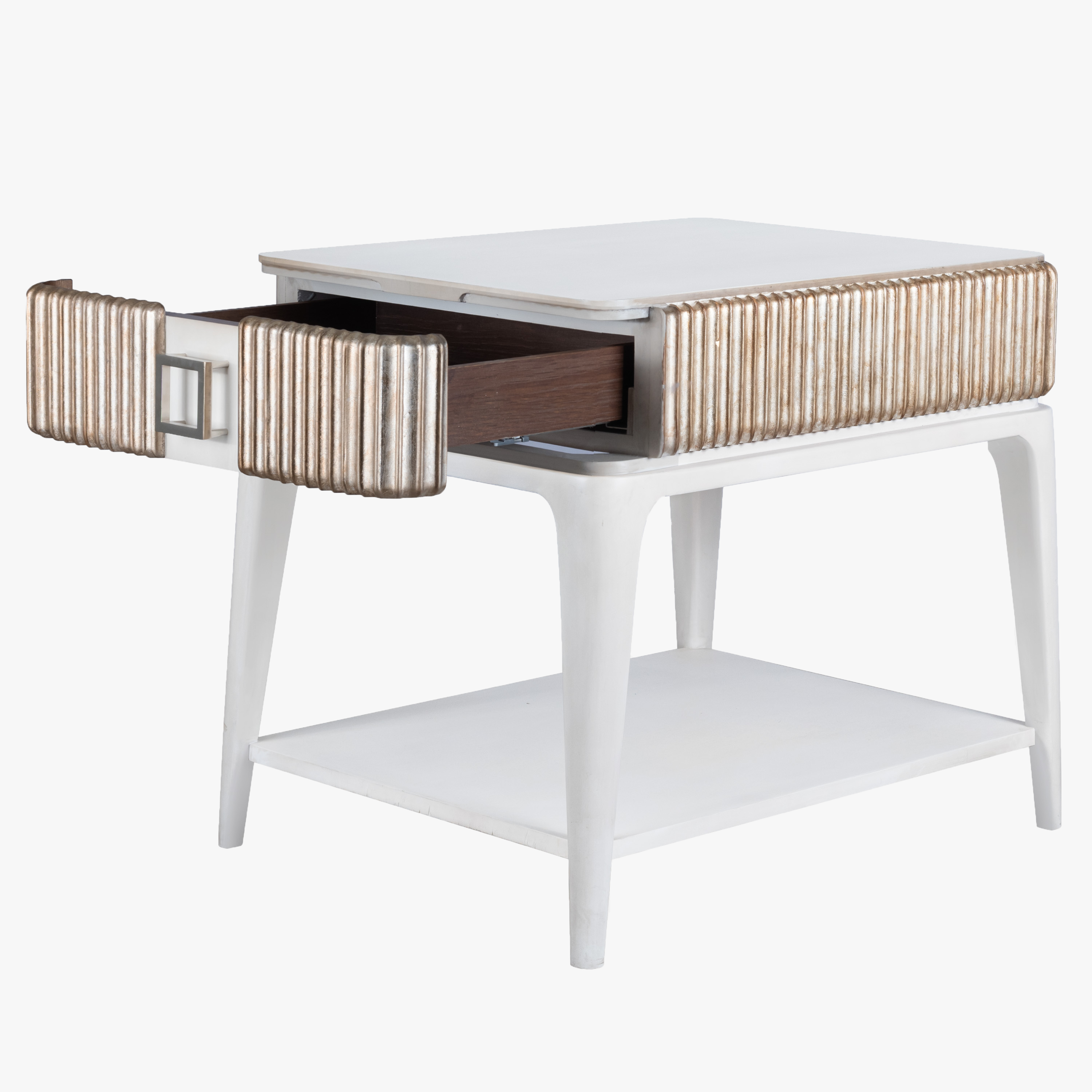 Fluted End Table in Brushed Nickel