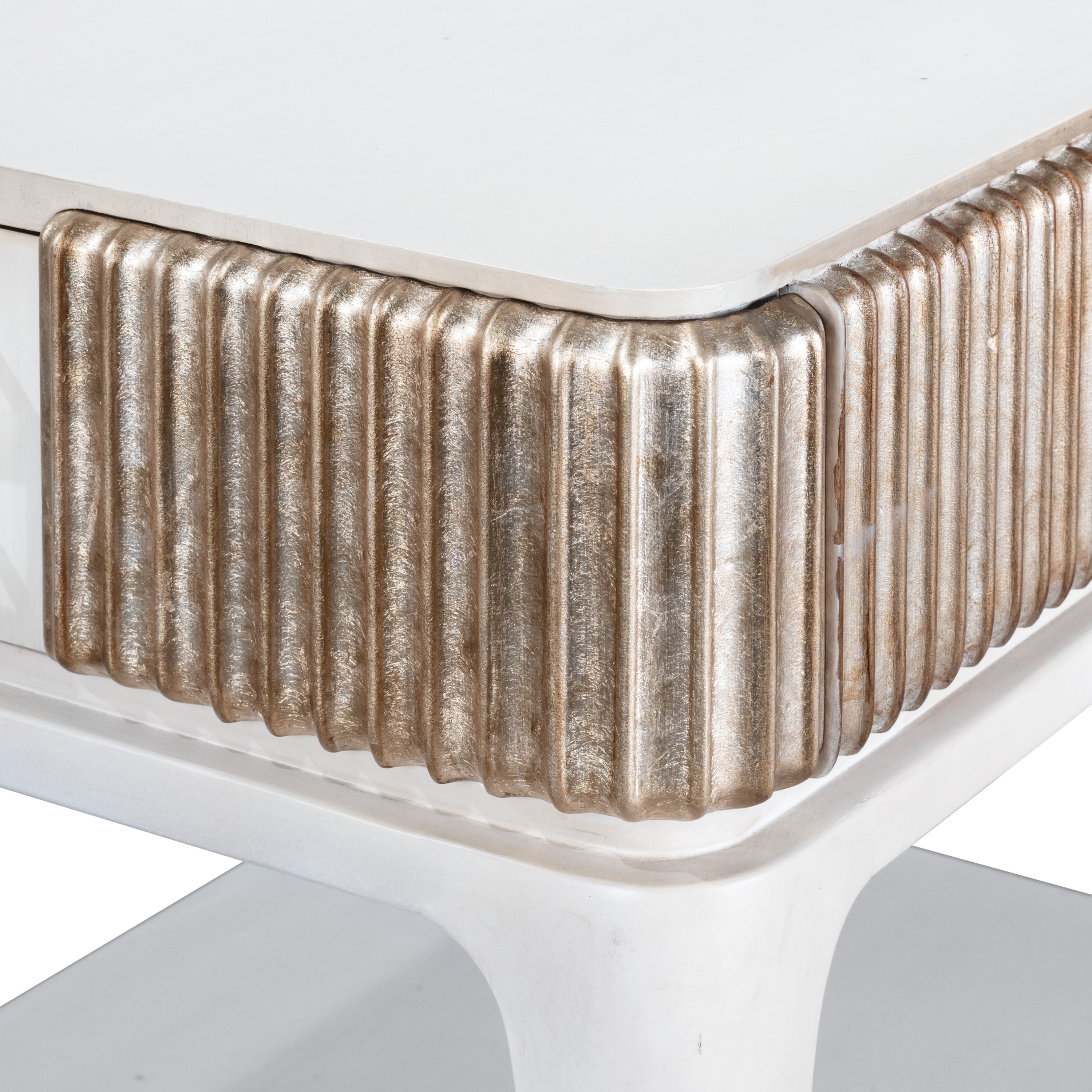 Stanley Fluted End Table in Brushed Nickel : A Touch of Modern Elegance for Your Living Space