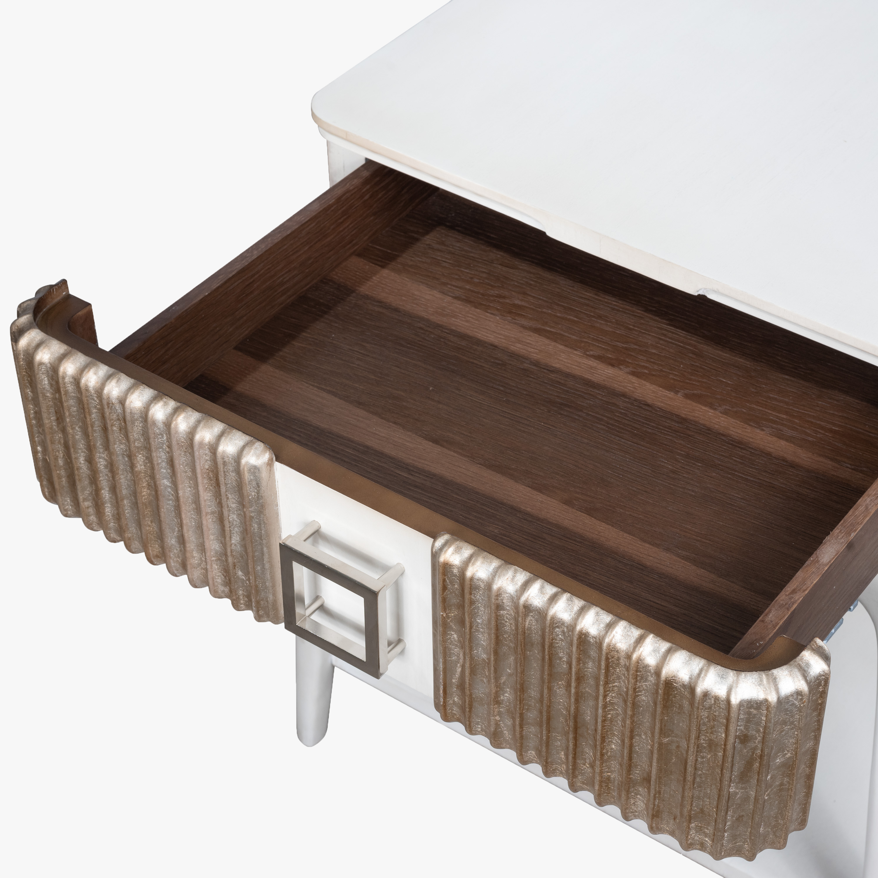 Fluted End Table in Brushed Nickel