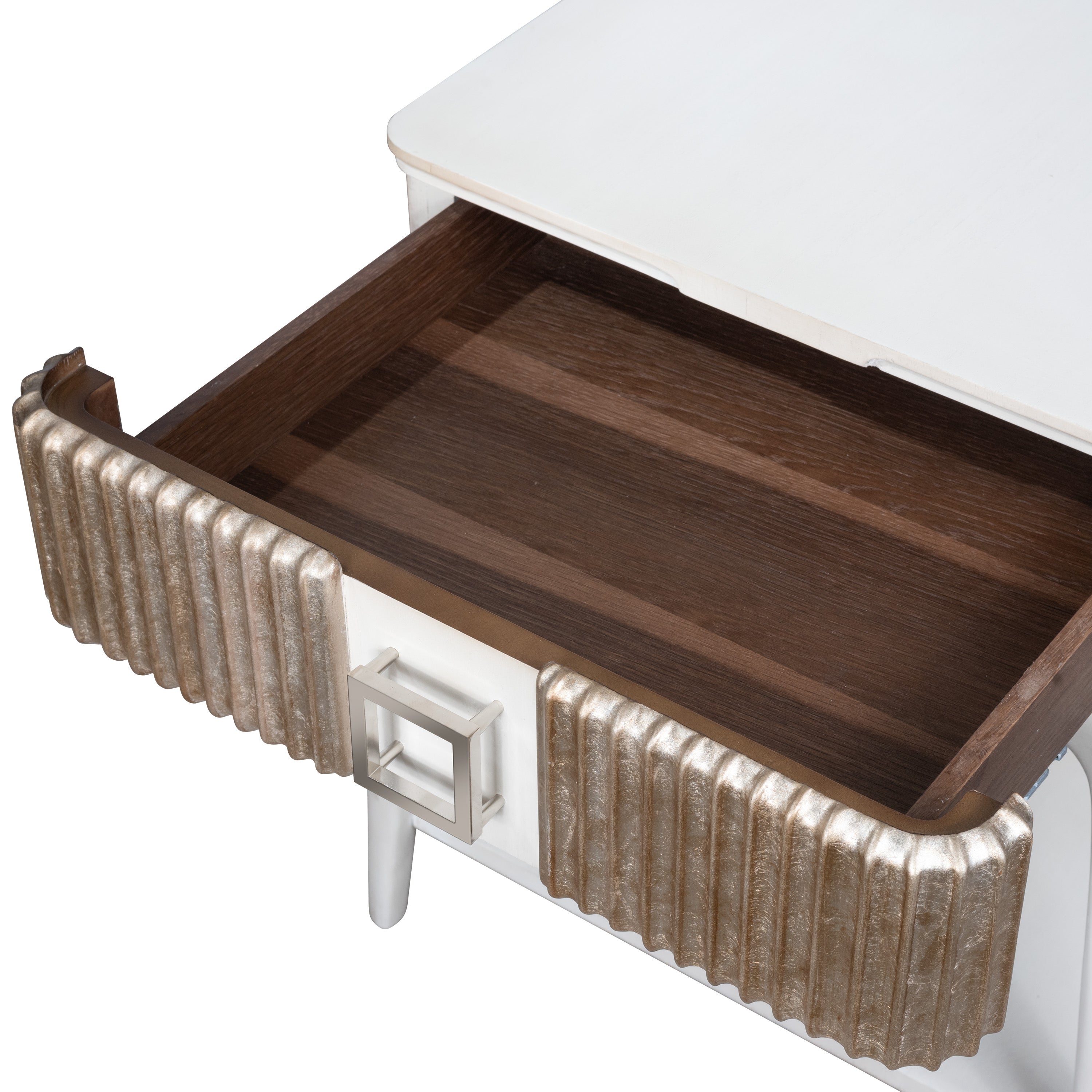 Stanley Fluted End Table in Brushed Nickel : A Touch of Modern Elegance for Your Living Space