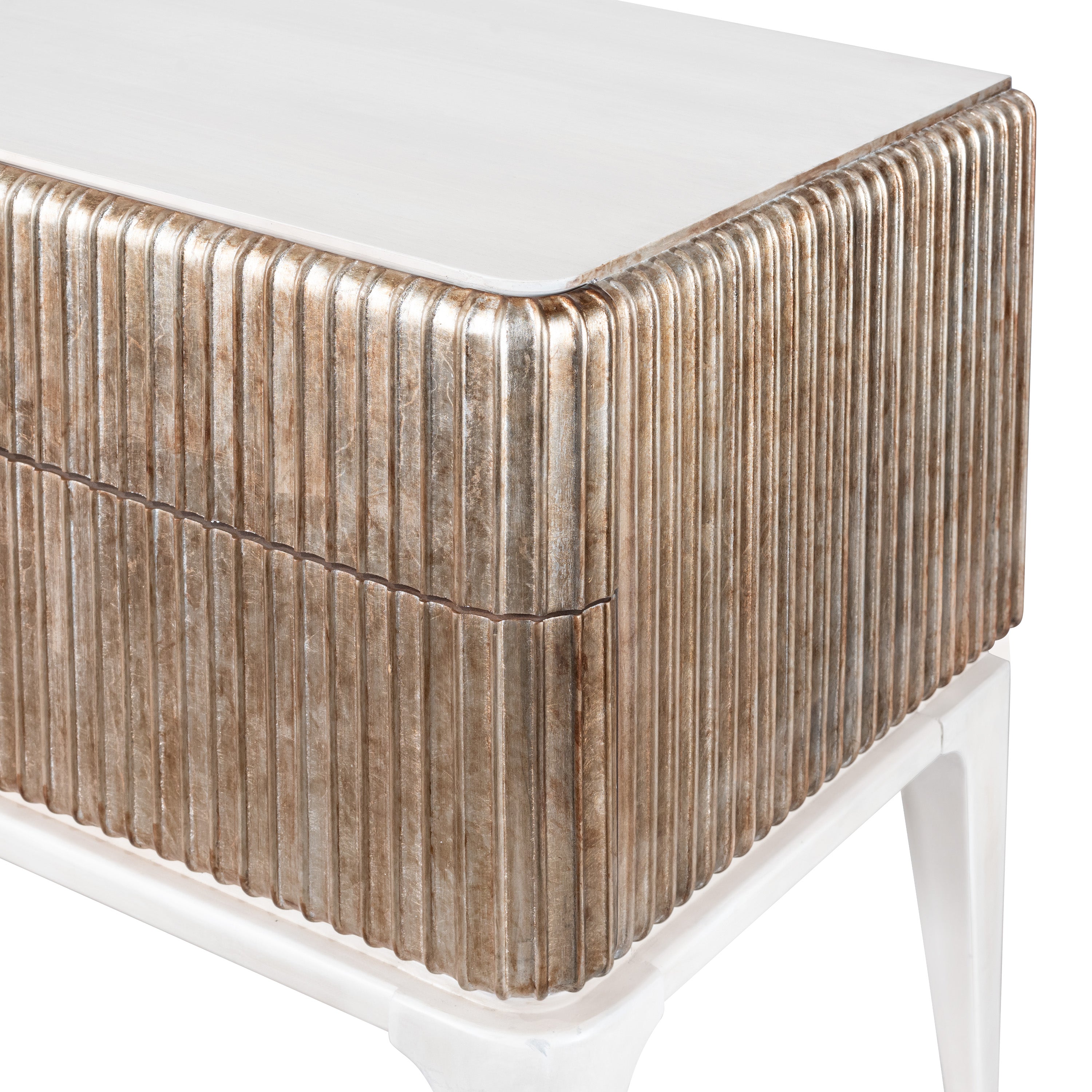Stanley Fluted Nightstand in Brushed Nickel: Modern Sophistication for Your Bedroom