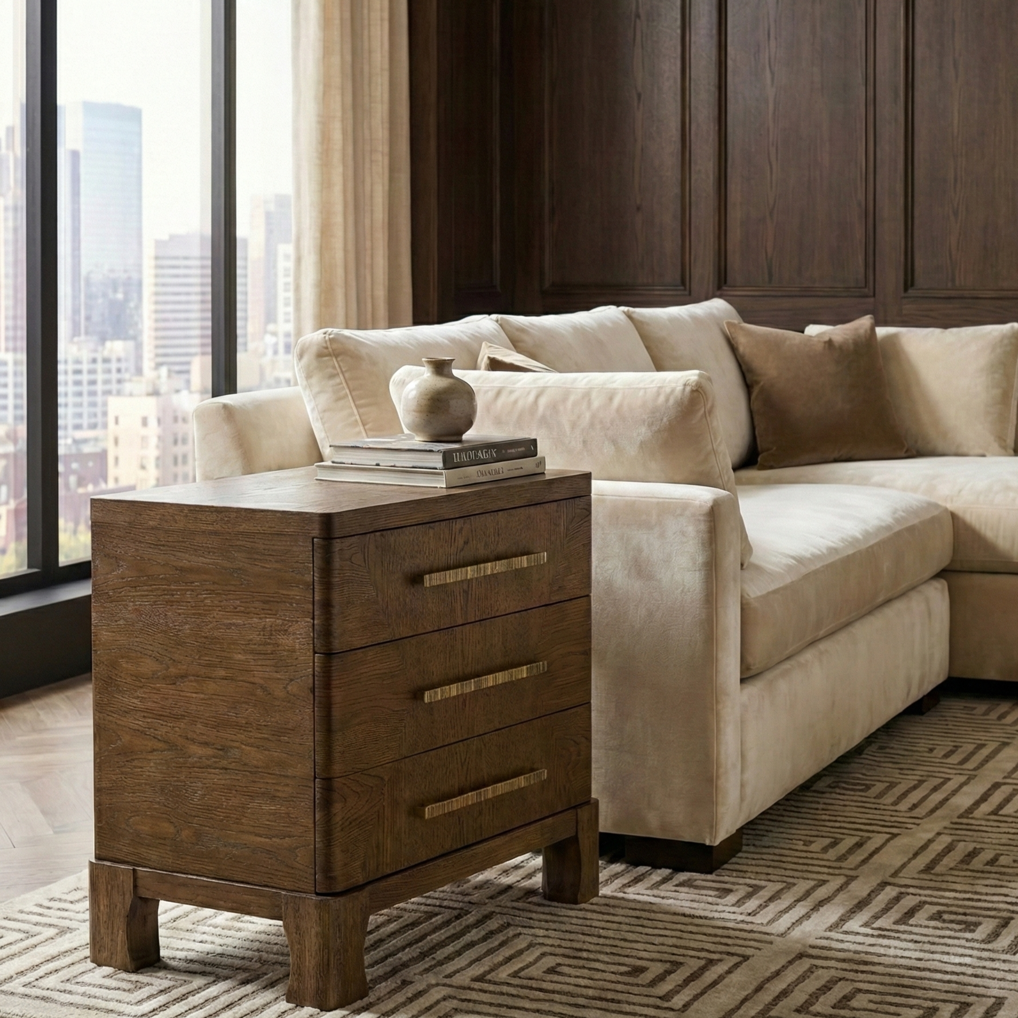 Marlow Oak Nightstand - Dark