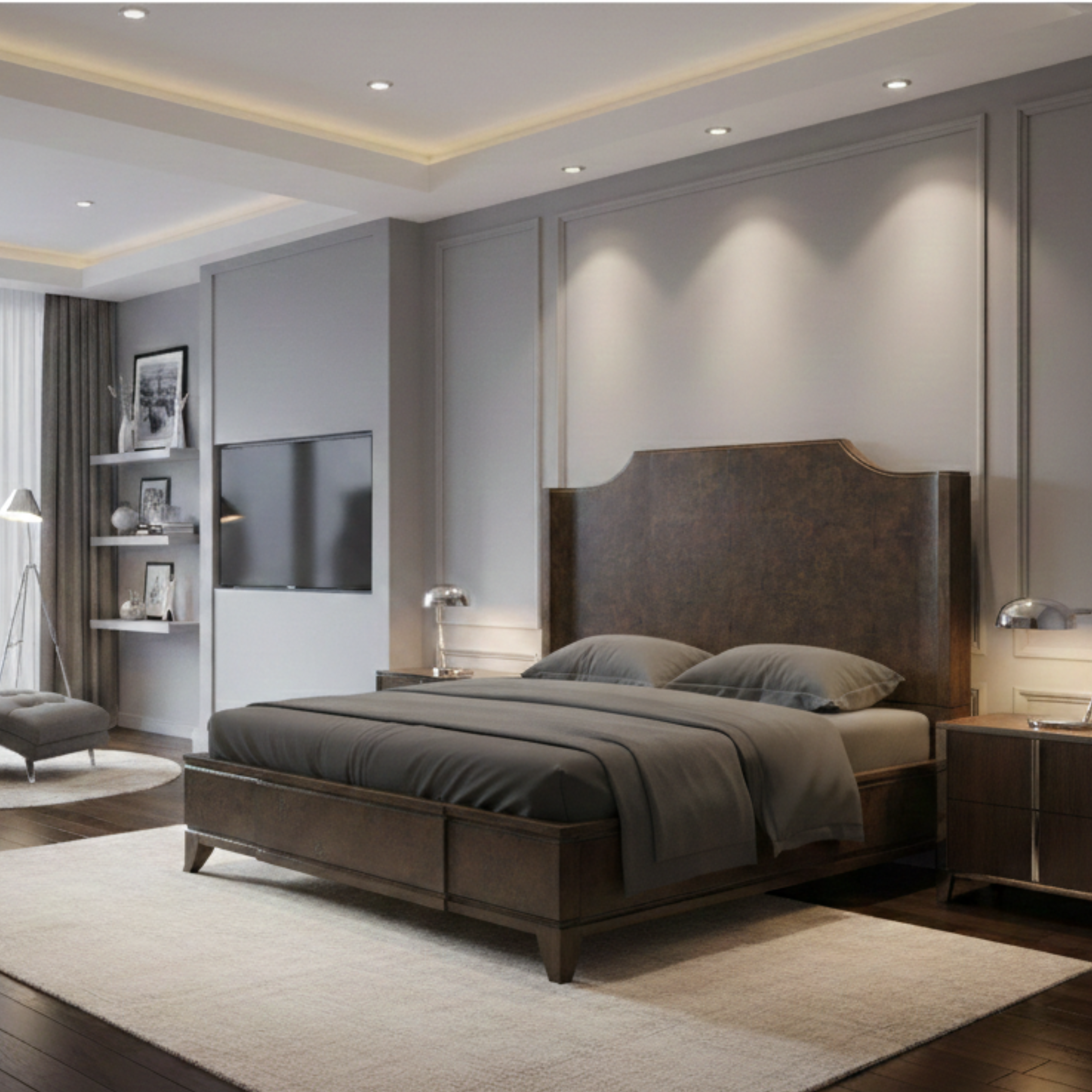 Burl King Bed - Dark