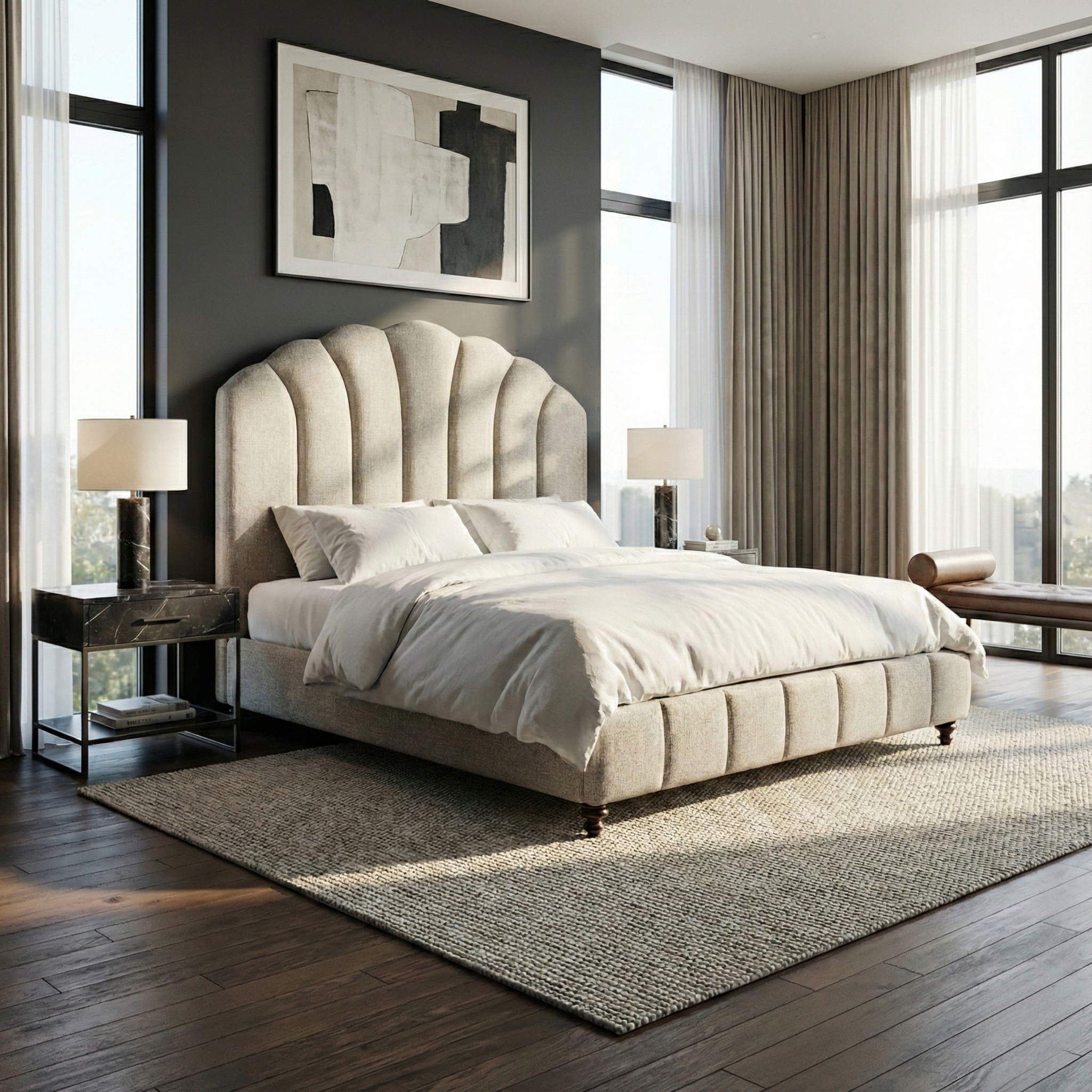 Camden Scalloped King Bed