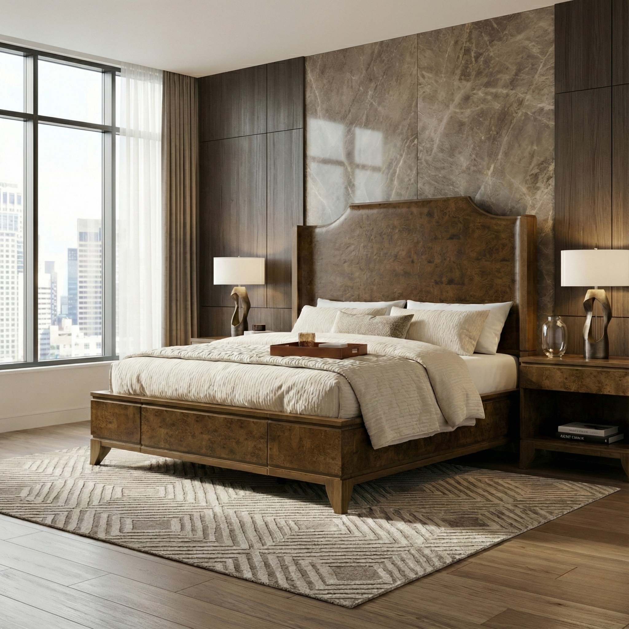 Burl King Bed - Light