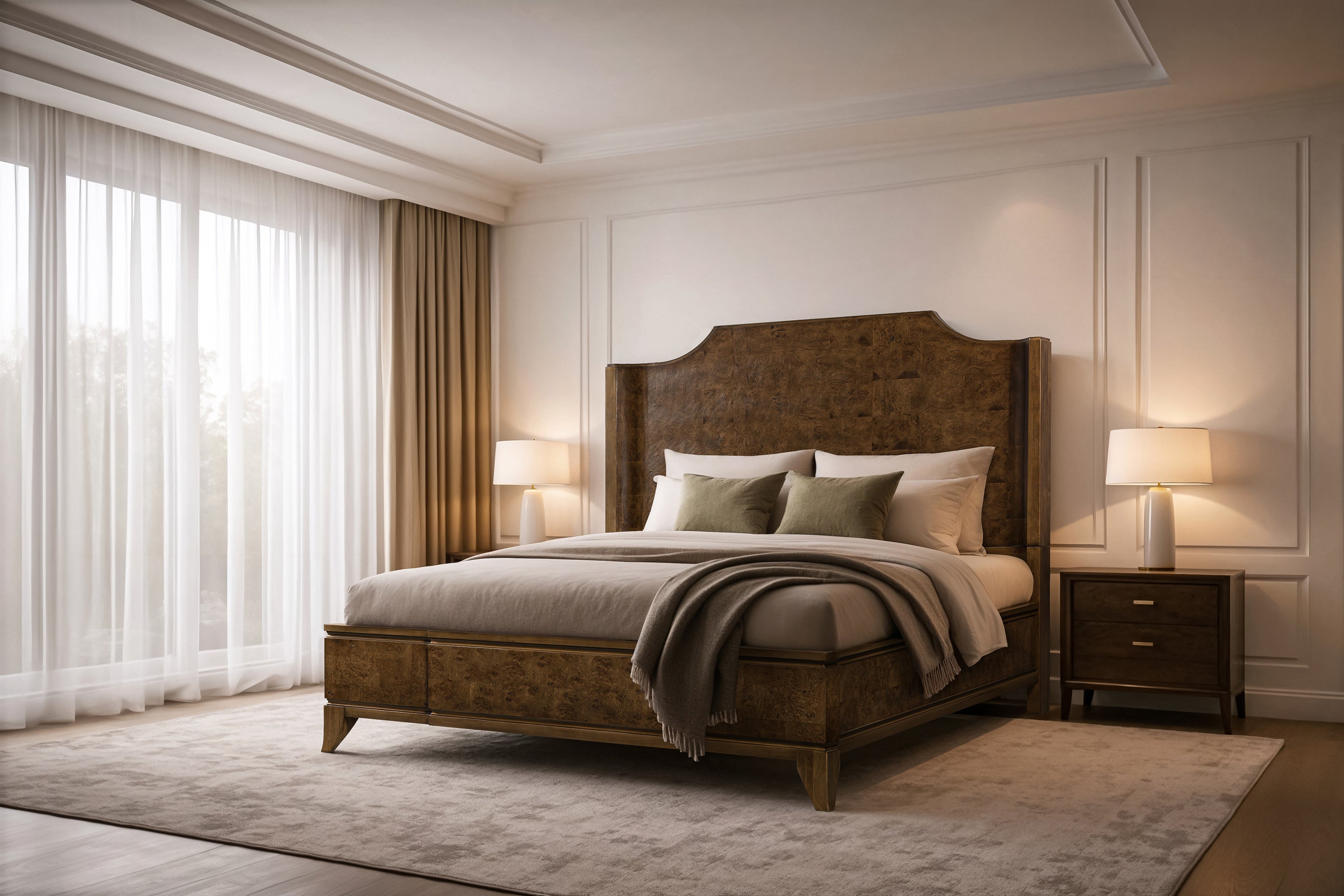 Burl King Bed - Light