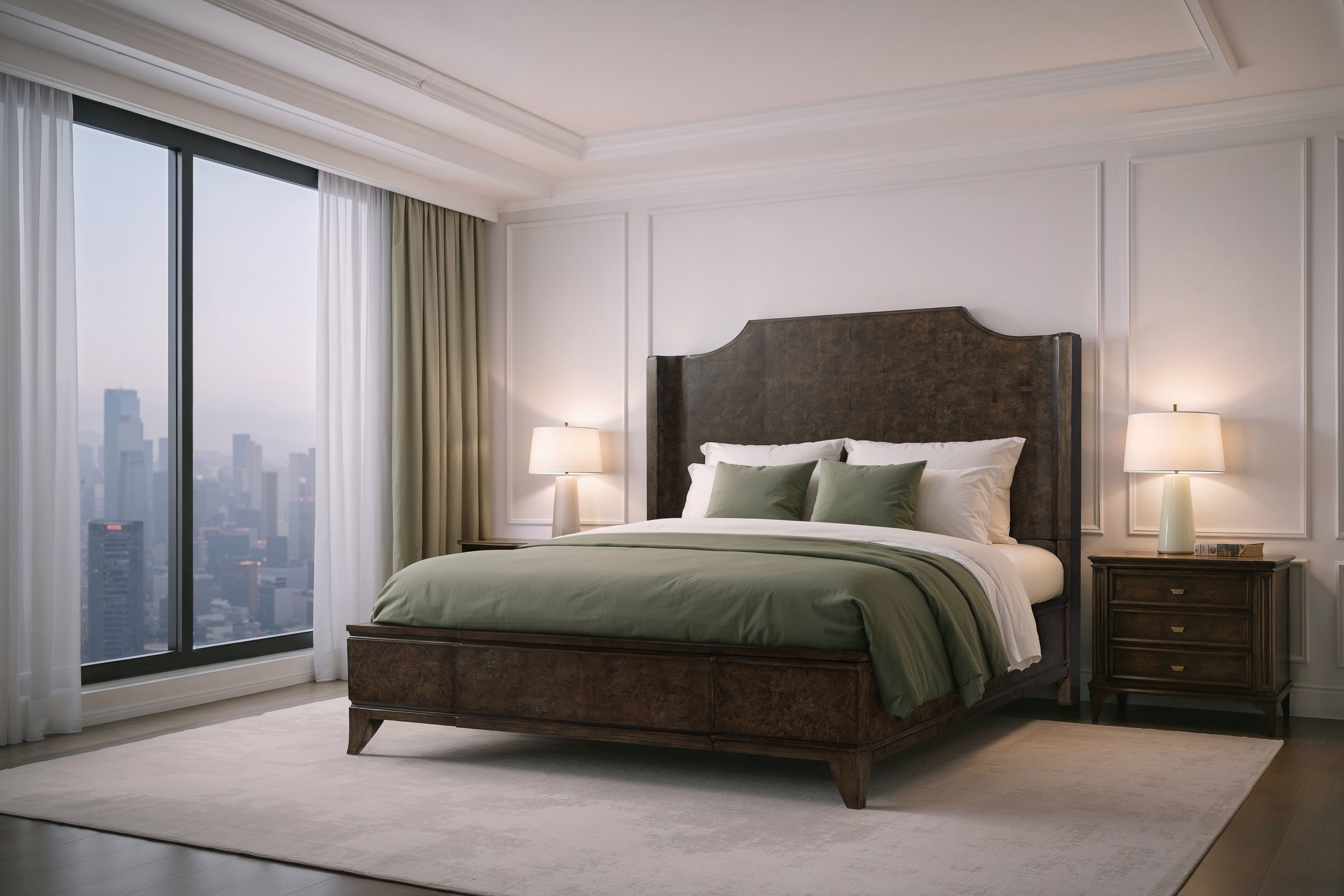 Burl King Bed - Dark