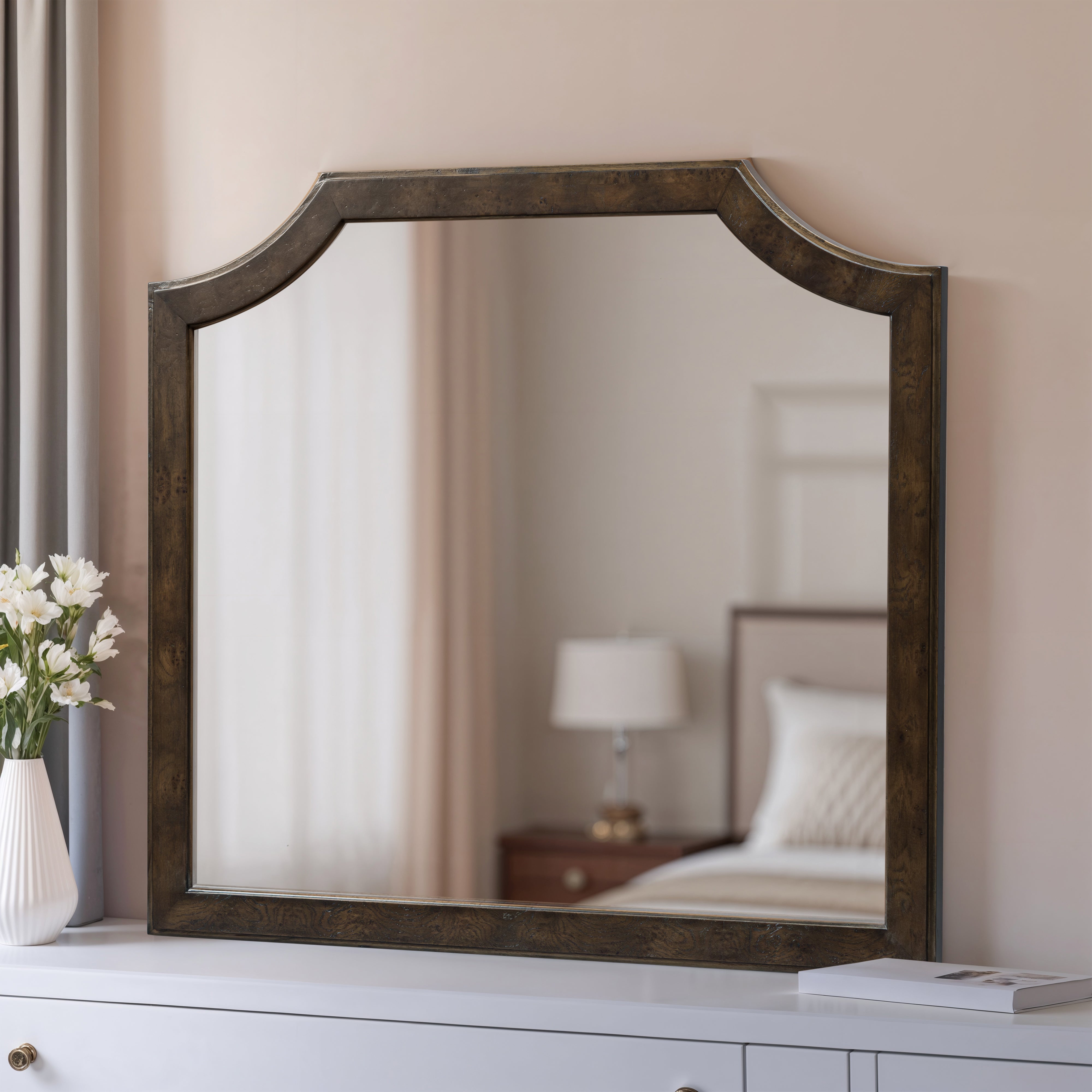 Burl Framed Wall Mirror - Dark