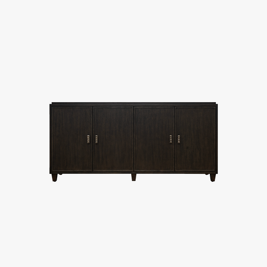 Stanley Horizon Buffet Sideboard in Flannel Finish – 76" Modern Dining Room Storage Cabinet with Drawers, Shelves & Removable Trays – Farmhouse Server Console Table