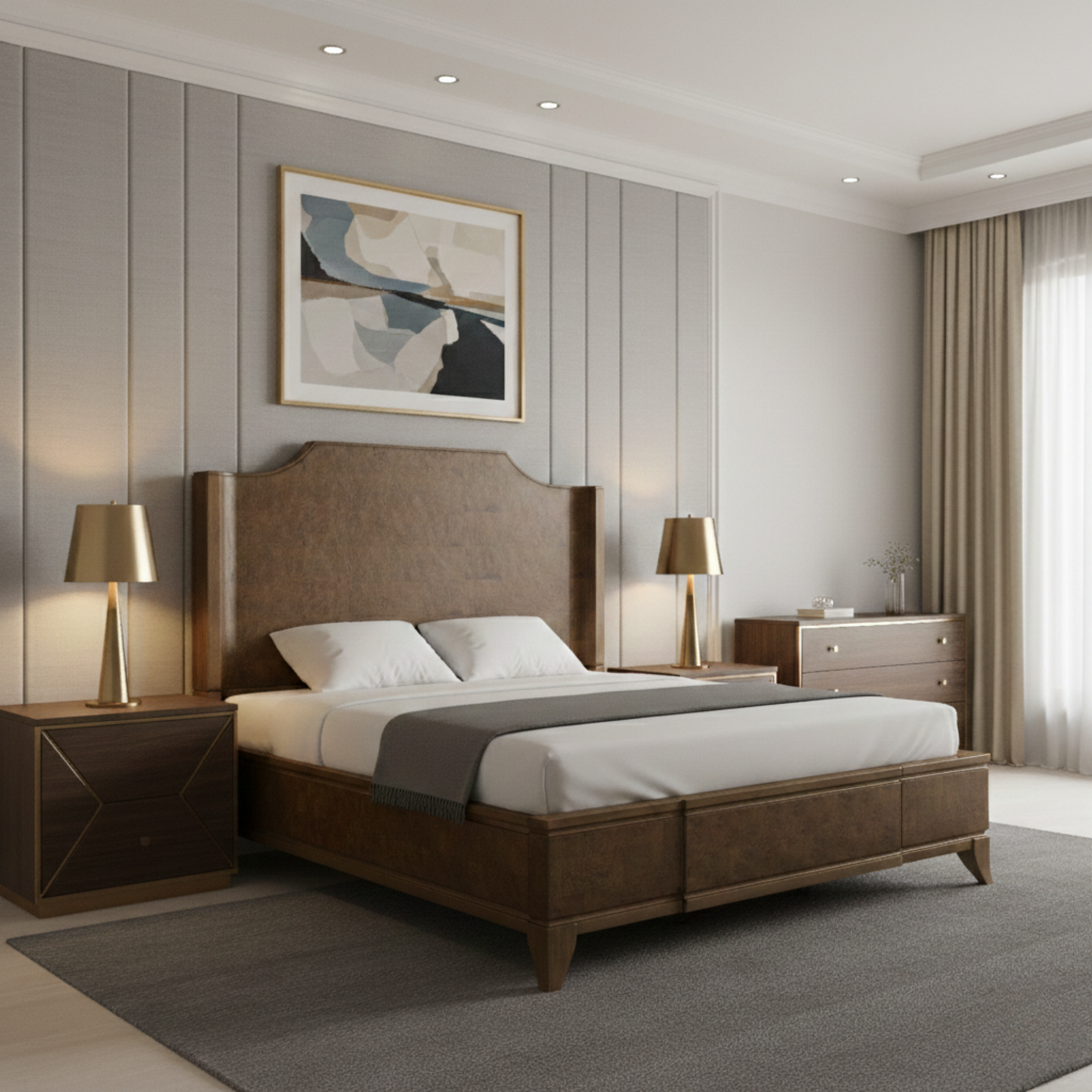 Burl King Bed - Light