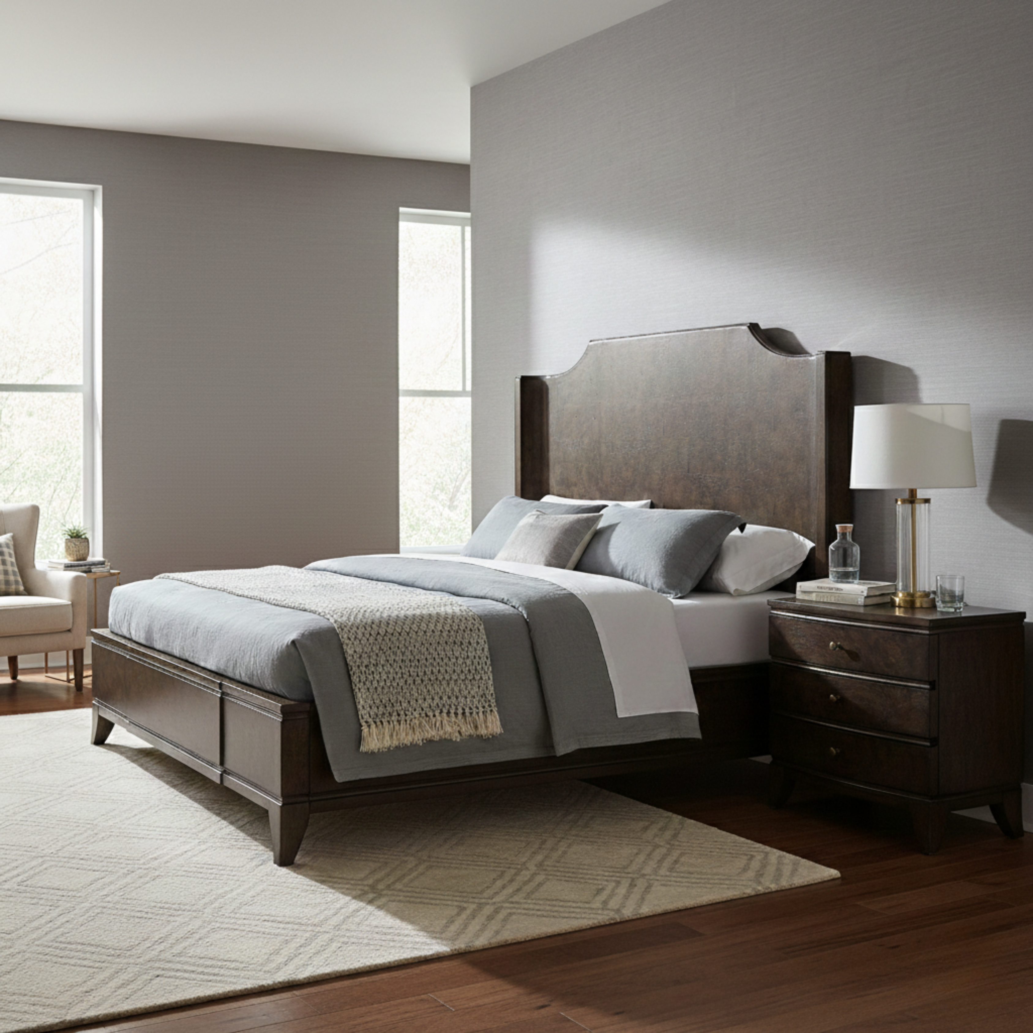 Burl King Bed - Dark