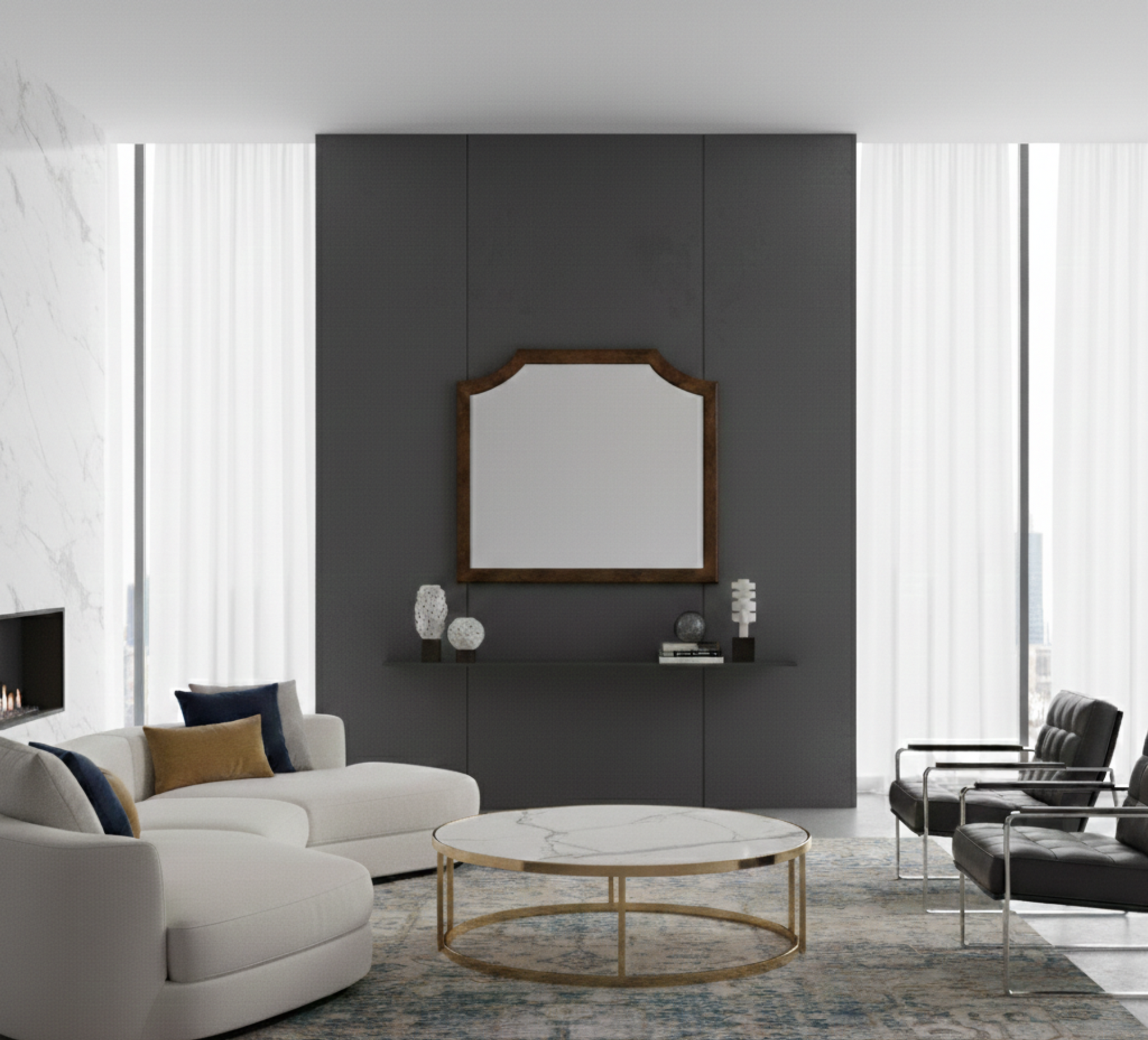 Burl Framed Wall Mirror - Light