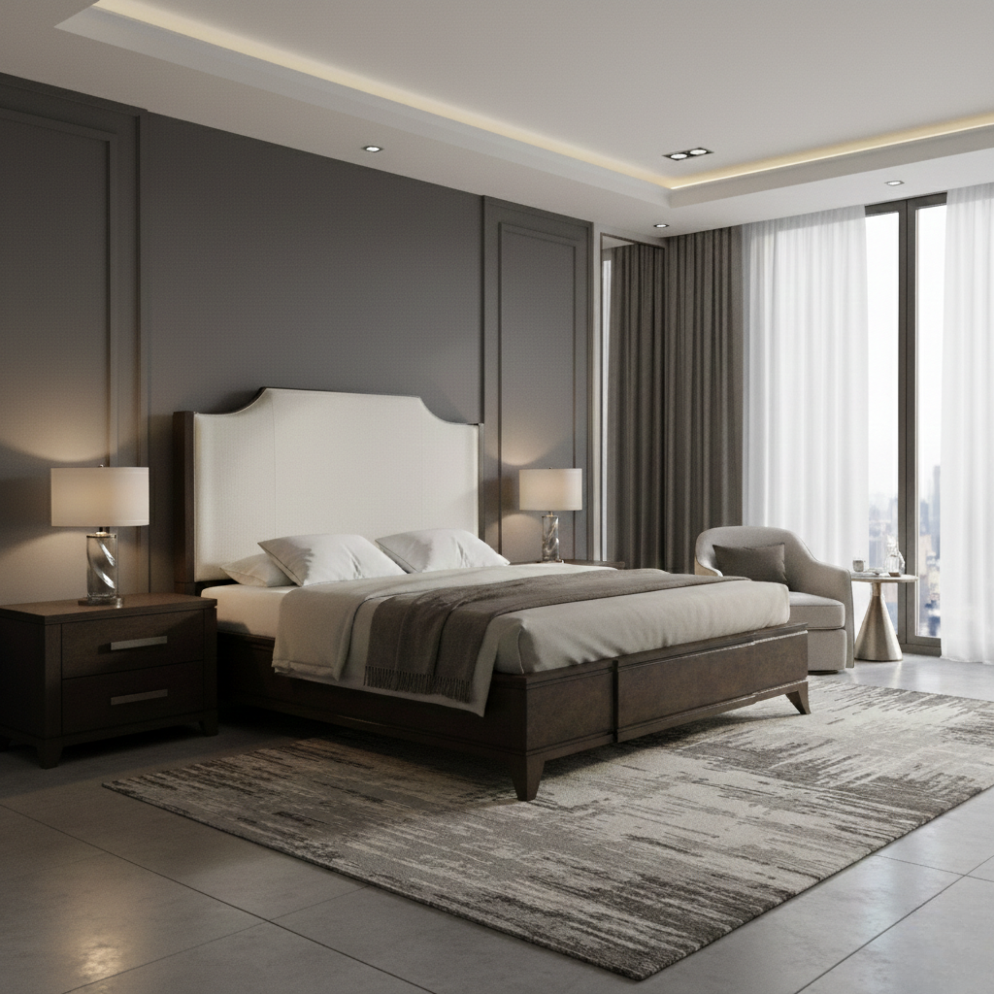 Burl King Size Bed – Dark