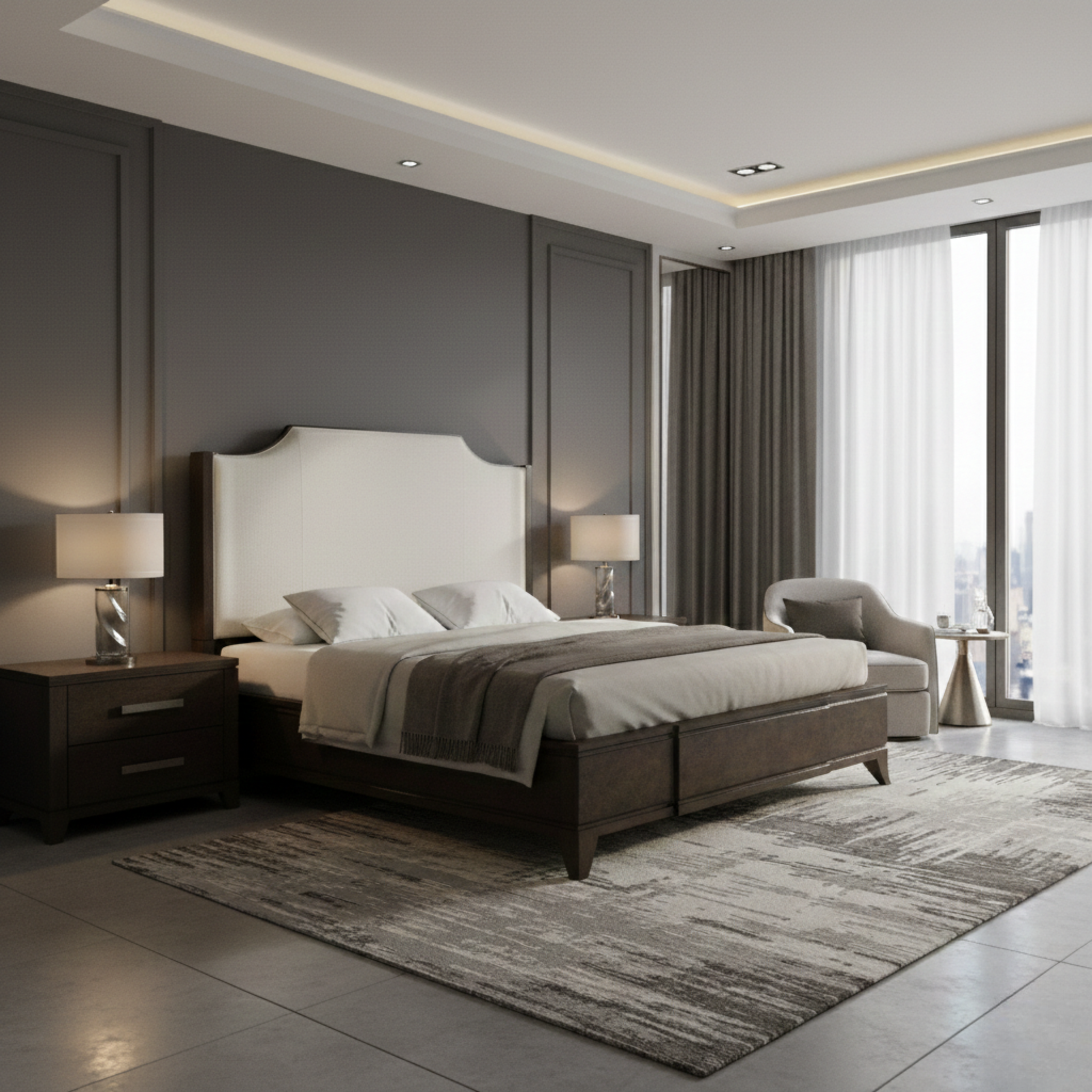 Burl King Size Bed – Dark