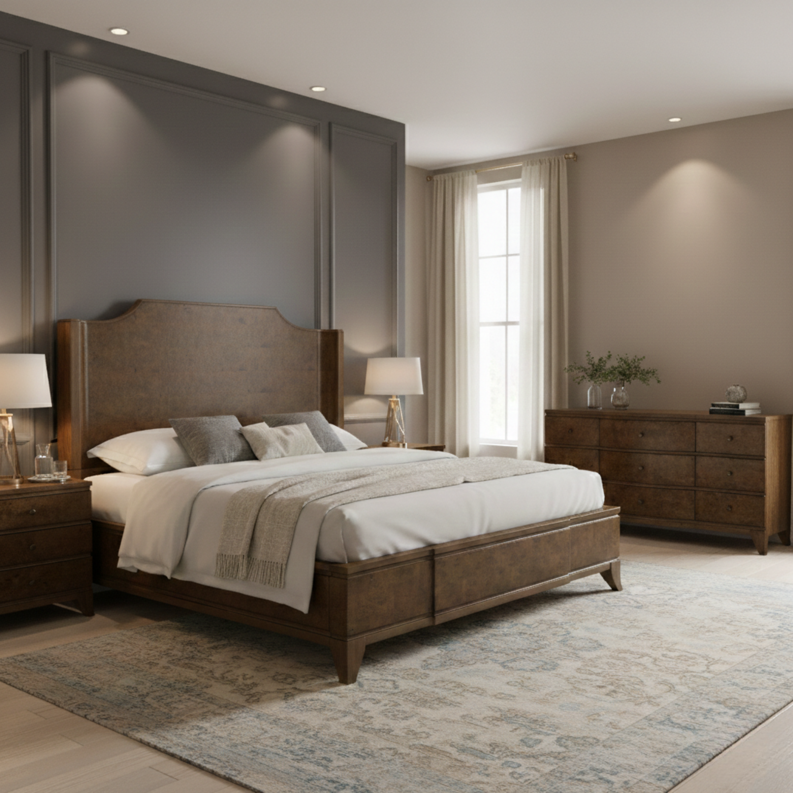 Burl King Bed - Light