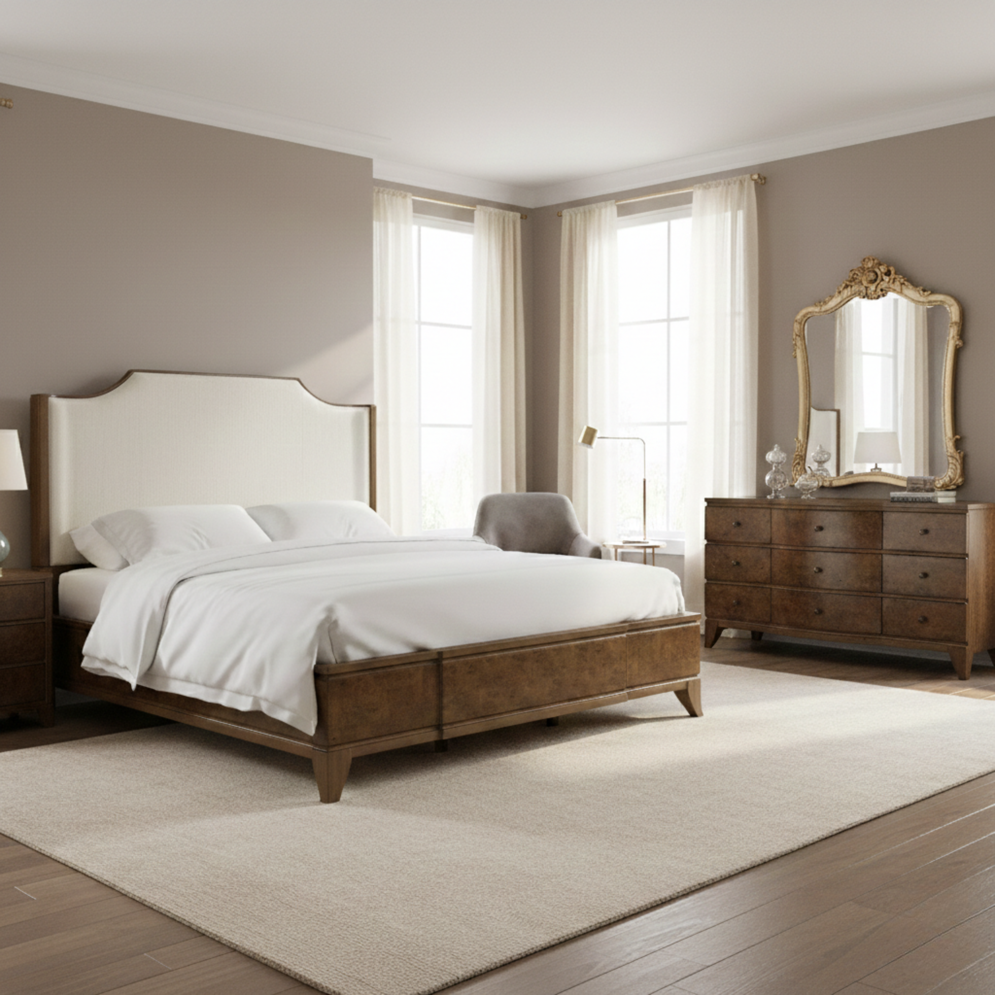 Burl King Size Bed – Light