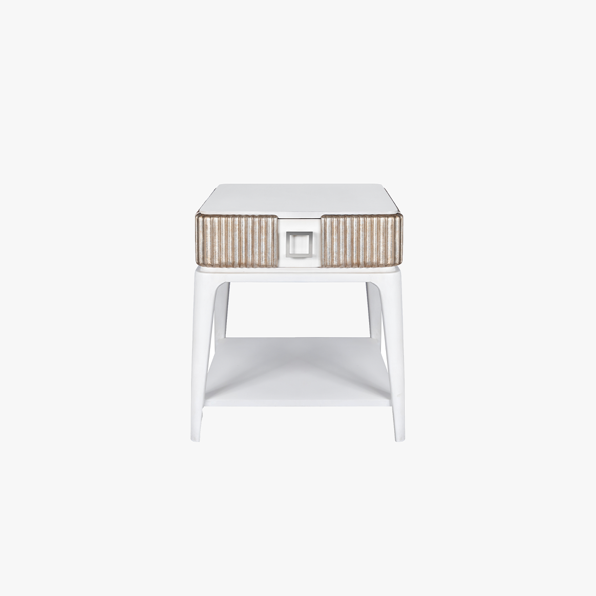 Fluted End Table in Brushed Nickel – Modern Accent Side Table with Textured Fluted Design, Metal Finish, and Spacious Top – Stylish Living Room Sofa Table