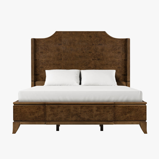 Burl Solid Wood King Bed - Light