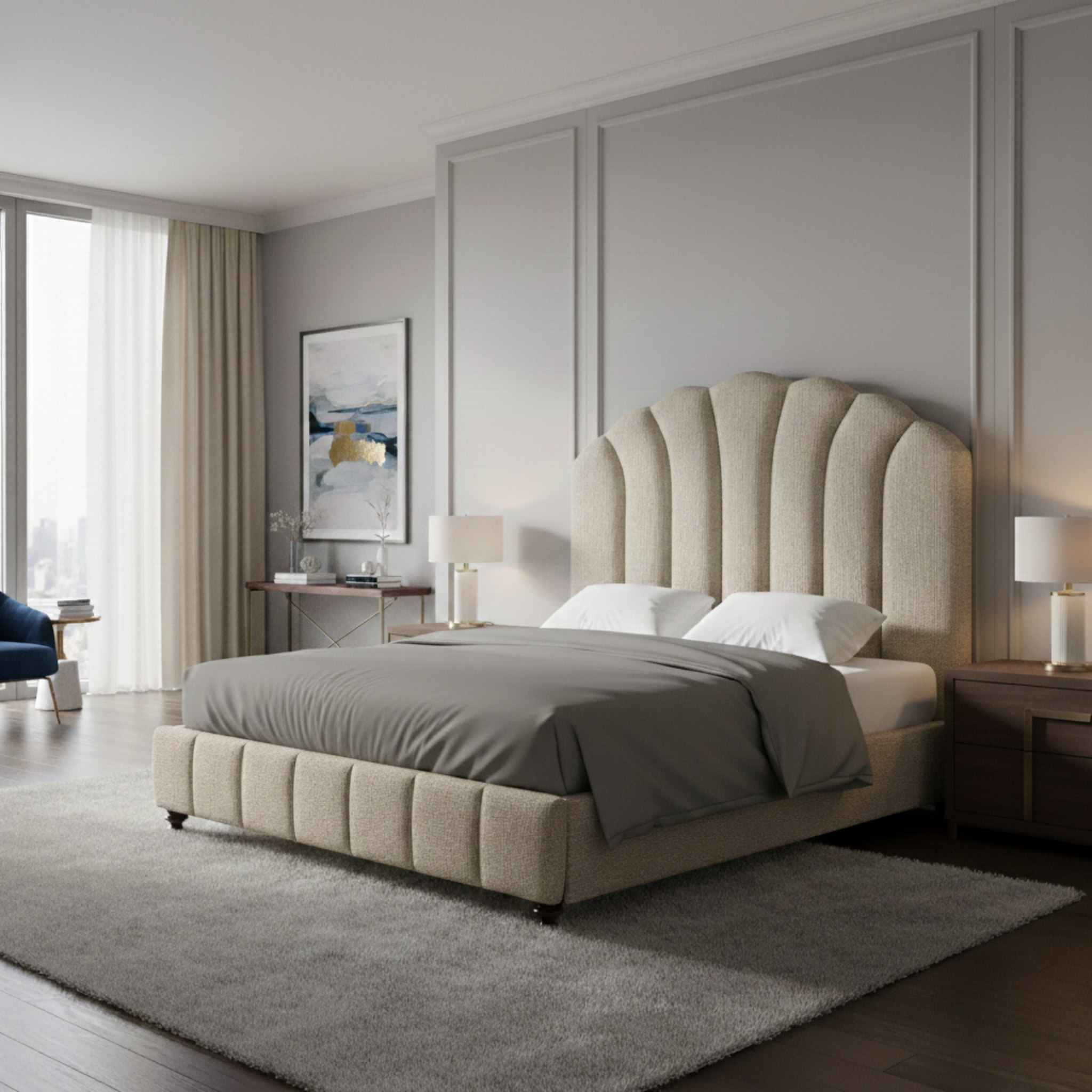 Camden Scalloped King Bed