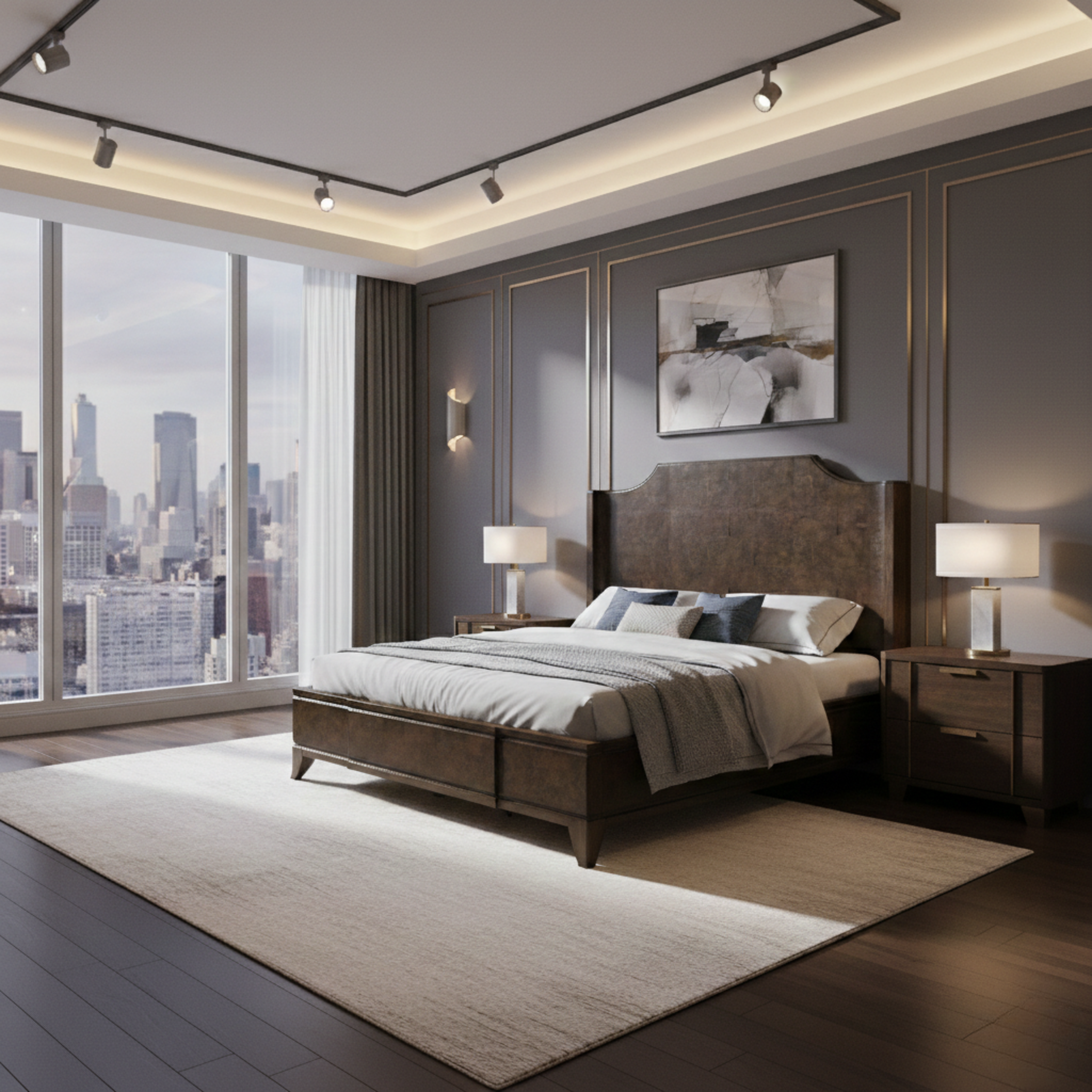 Burl King Bed - Dark