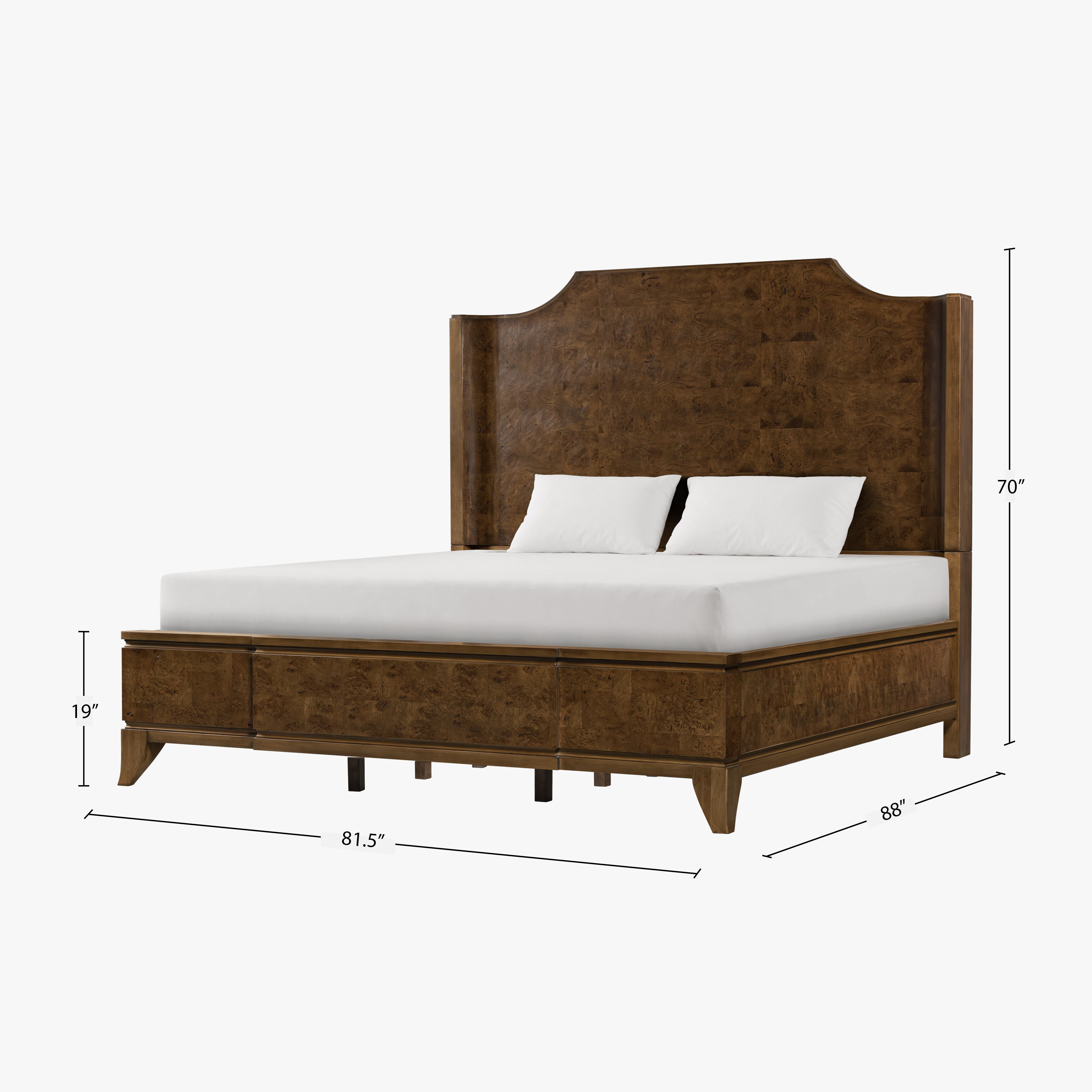 Burl Solid Wood King Bed - Light