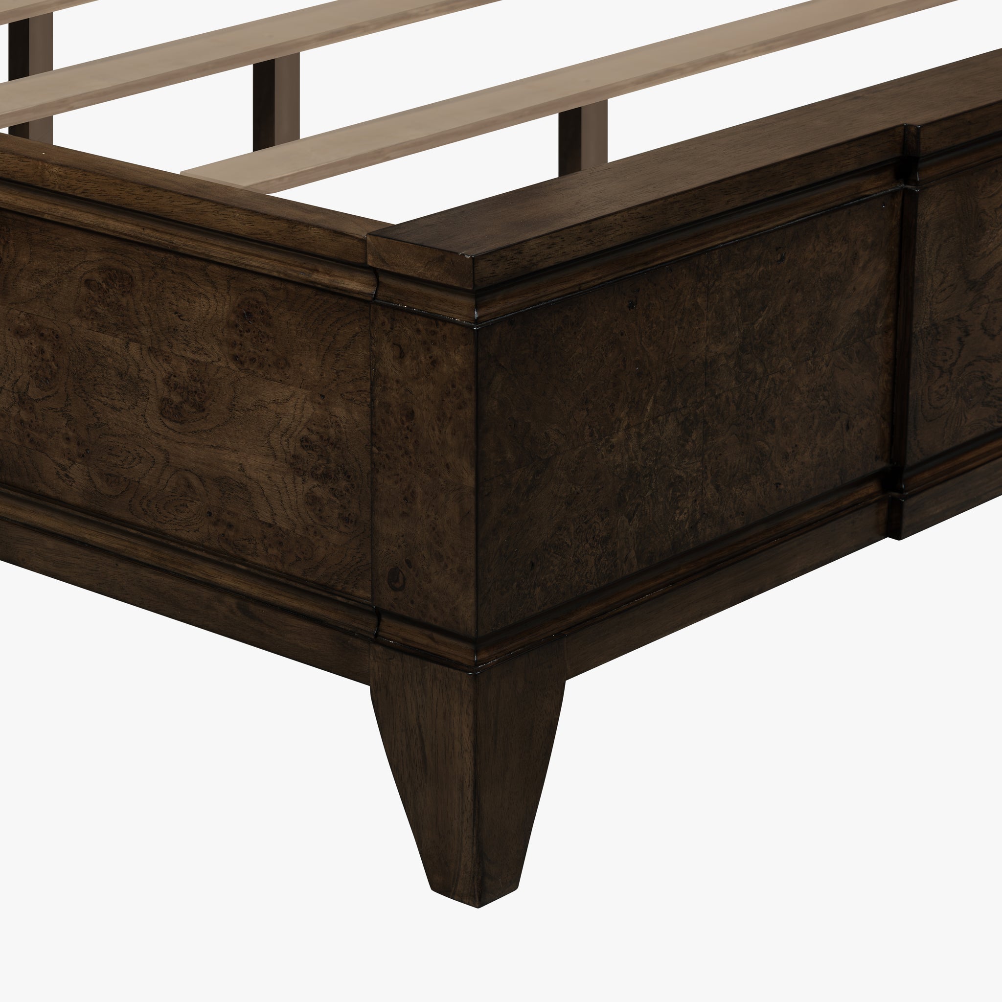 Burl Solid Wood King Bed - Dark