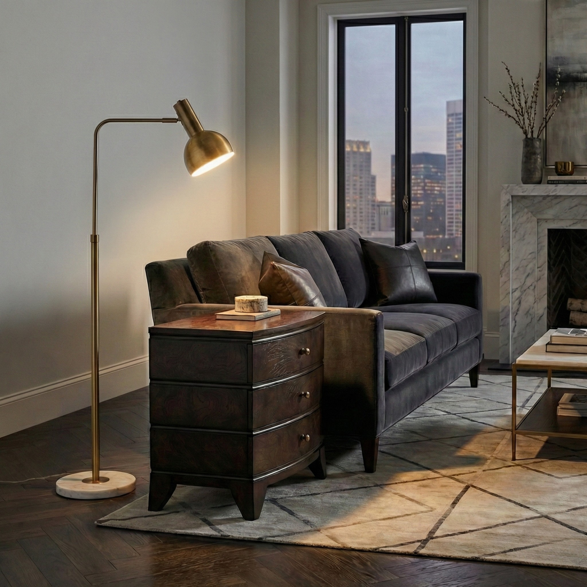 Burl Oak Nightstand - Dark