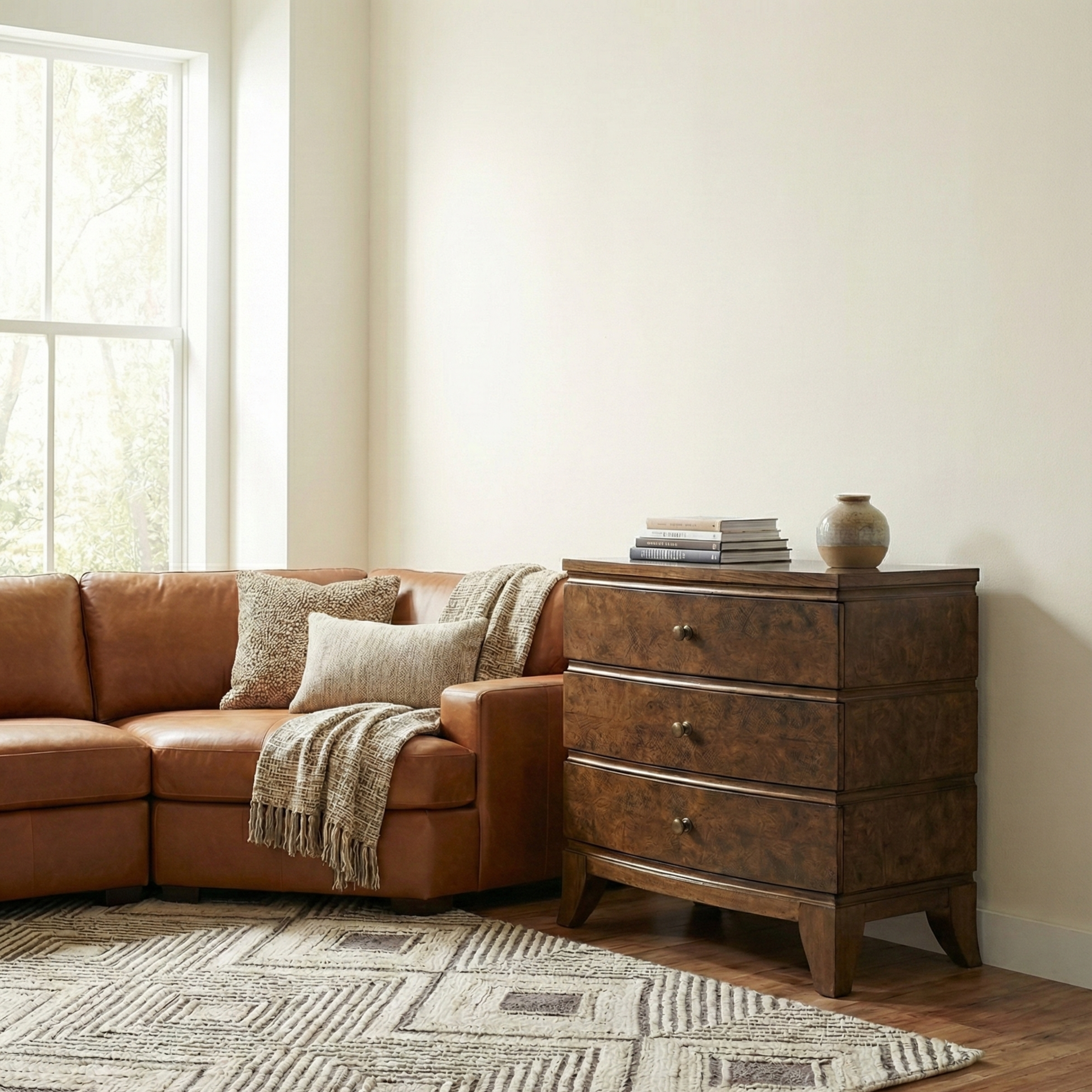 Burl Oak Nightstand - Light