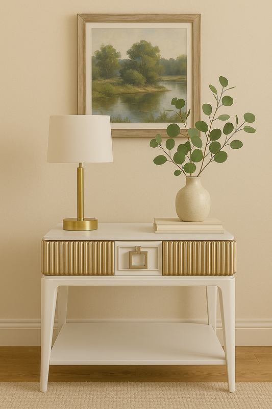 Fluted End Table in Brushed Nickel – Modern Accent Side Table with Textured Fluted Design, Metal Finish, and Spacious Top – Stylish Living Room Sofa Table