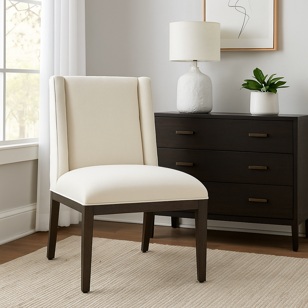 Stanley Horizon Dining Chairs Set of 2 in Flannel – Modern Upholstered Dining Room Chairs with Padded Seat & Back, Wood Legs, Comfortable Side Chairs for Kitchen or Table