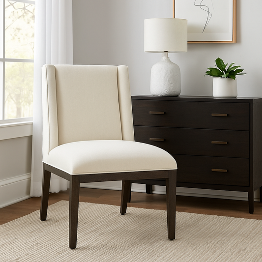 Stanley Horizon Dining Chairs Set of 2 in Flannel – Modern Upholstered Dining Room Chairs with Padded Seat & Back, Wood Legs, Comfortable Side Chairs for Kitchen or Table