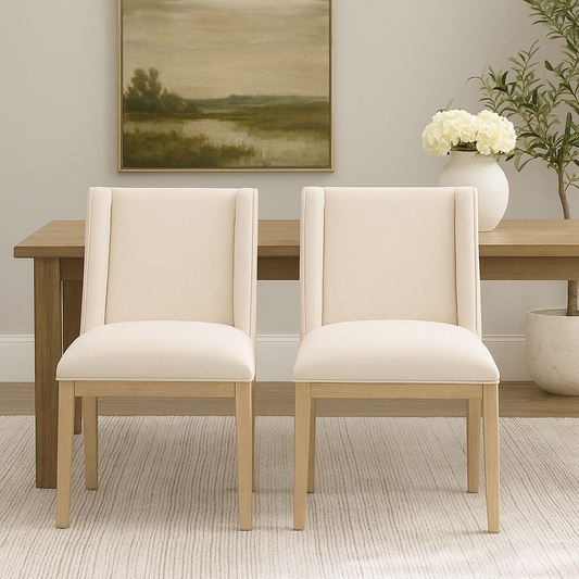 Stanley Horizon Dining Chairs Set of 2 in Mist – Upholstered Modern Dining Room Chairs with Padded Seat & Back, Wood Legs, Comfortable & Stylish Accent Side Chairs