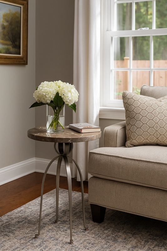 Stanley Thoroughbred Julip Martini Table – Modern Accent Table with Genuine Marble Top & Aluminum Base, Small Round Side Table for Living Room or Bedroom