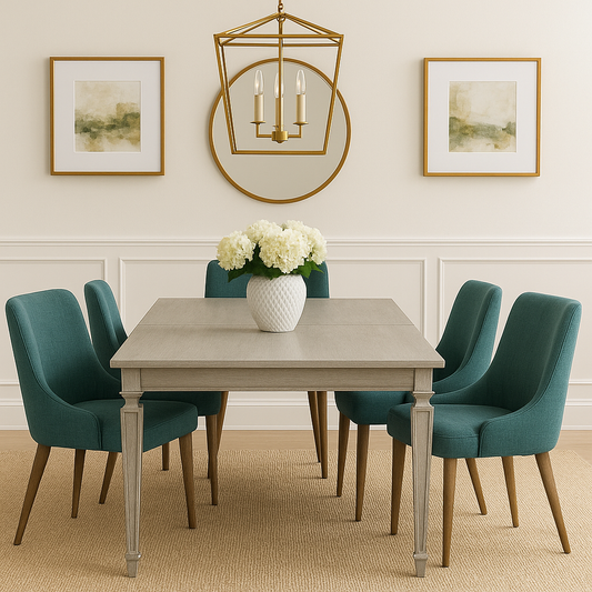 Stanley Willow 72" Extendable Dining Table in Pewter – Modern Farmhouse Dining Table for 6 to 8 People, Solid Wood with Leaf Extension, Rectangular Table for Kitchen or Dining Room
