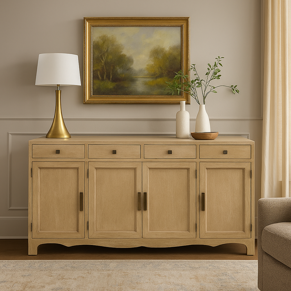 Willow Buffet Sideboard Cabinet with Spacious Storage Modern Wooden Credenza Console Table for Dining Room Kitchen Living Room Entryway Furniture